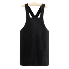 C of B 家庭廚房透氣棉質圍裙, 1個, 黑色