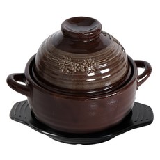 韓式蒸蛋黃土砂鍋+底盤組, 1組, 13.4cm