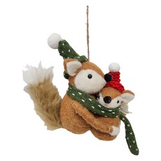 聖誕節情侶松鼠樹裝飾品, 1個, 棕色, 14cm