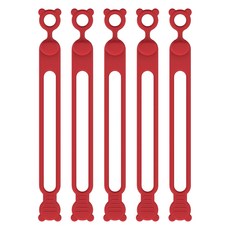 마다꾸미 실리콘 케이블타이 콘세트 선 라인 정리, 55 곰돌이 레드, 5개