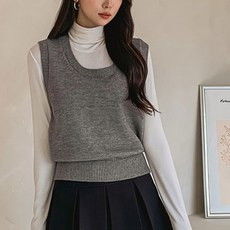 Tteugaejin 女款彈性基本款U領針織Caliber背心