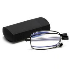 細金屬折疊式眼鏡框+眼鏡盒組 黑色, 1組, 單品