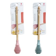 라쿠친 허니디퍼 꿀뜨개 꿀스푼 2종 세트 20.5cm, 민트 + 핑크, 1세트 민트 + 핑크, 1세트