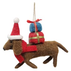 聖誕節禮物配送 臘腸狗 聖誕樹裝飾品, 1個, 棕色, 14cm