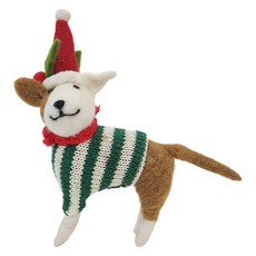 聖誕條紋針織狗樹裝飾品, 1個, 棕色