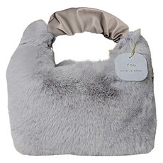 Elsso 柔軟人造毛皮可愛托特斜揹包, 灰色