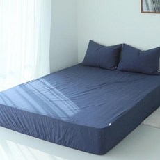 OLIVIA DECO Blank 80支紗高密度水洗床墊套, 都會海軍藍