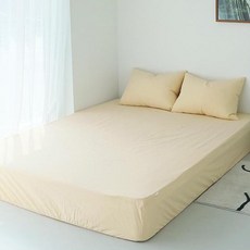 OLIVIA DECO Blank 80支紗高密度水洗床墊套, 舒芙蕾黃