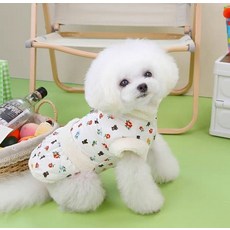 Coco studio 寵物雪紅蘭荷葉邊胸背帶鋪棉背心, 小熊圖案, 1個