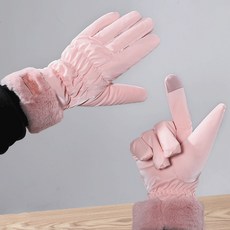 아뗄릭 여성용 털안감 터치가능 셔링 패딩장갑 14711