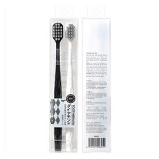 깔끔 소프트 칫솔 화이트 + 블랙 세트, 1세트, 2개입