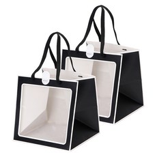 indi.k 大款透明窗禮物提袋 2入 + 貼紙 2入組, 1套, 黑色