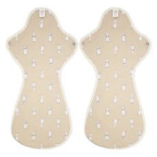 eechae 純棉一體式衛生棉 米色, 夜用加長型, 1個, 2枚入