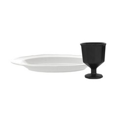 프렐류드 고블렛 + 심플라인 타원 파스타접시 세트, 블랙, 화이트, 1세트
