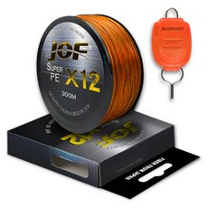 JOF SUPER PE 12股編織釣魚線 300m+Silver Cast 線擋, 橘色+隨機出貨(線擋), 1套