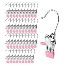 Homevanesse 防滑多功能不鏽鋼夾掛架, 粉紅色, 40個