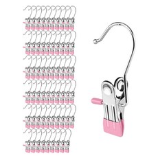 홈바내쓰 논슬립 다용도 스텐 집게걸이, 핑크, 60개
