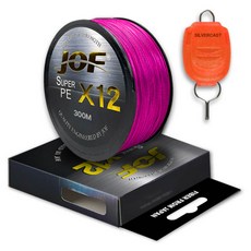 JOF SUPER PE 12股編織釣魚線 300m+Silver Cast 線擋, 粉紅色+隨機出貨(線擋), 1套