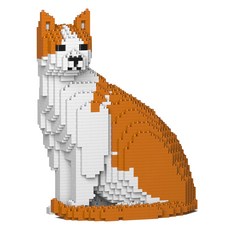 坐姿紅色鯖魚虎斑貓積木, 混合色, 1個