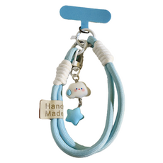 可愛立體吊飾防丟手機掛繩, 1個, 天藍色