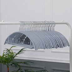 가쯔 PVC 스틸 어깨뿔방지 논슬립 옷걸이, 그레이, 30개