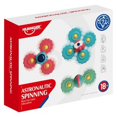 HUANGER Sky Sunstar太空船吸附式旋轉搖鈴牙膠3件組heanhe0108, 1套