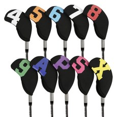 아이언커버 골프클럽 헤드커버 10종 세트, 블랙멀티, 1세트