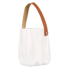 가죽끈이 달린 플라스틱 핸드 꽃병, 화이트, 1개