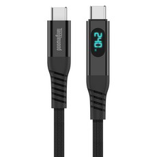 Tanglewood 支援超高速充電 Type-C轉Type-C LED電力顯示傳輸線 240W, 1個, 黑色, 200cm