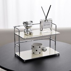 雙層香水化妝品展示托盤, 白色