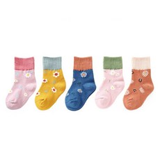 하라로이 아동용 스위트 플라워 보온 양말 5켤레