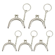 MaDaKkuMi 口金包半圓形金屬框掛飾製作配件 14孔款, 12銀, 5個