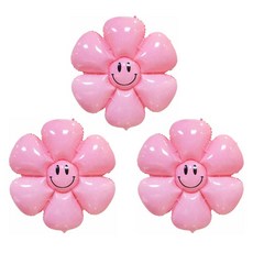 파티공구 스마일 데이지꽃 풍선 대형, 로즈, 3개