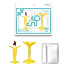 ange 2 種牙膠 + 2 盒套裝, 黃色(嘴唇), 1組, 出牙器巧克力香蕉 + 唇 + 盒 2p