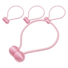 higher deco 窗簾固定磁吸綁帶球, 4個, 粉紅色