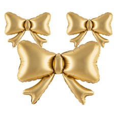 조이파티 리본 미니쉐입 은박풍선, 골드, 3개