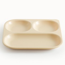 TACKAON 嬰幼兒方形Ecogen 3格餐盤, 1個, 黃色, 單品