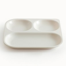 TACKAON 嬰幼兒方形Ecogen 3格餐盤, 1個, 象牙白, 單品