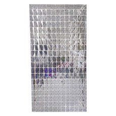 正月市集 星星派對牆壁裝飾掛簾 100 x 200 cm, 銀色, 1個