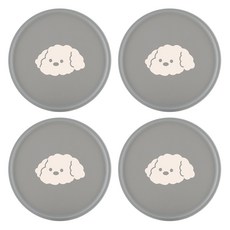 플라이토 실리콘 프린팅 라운드 컵받침 10.5cm, 강아지 그레이, 4개