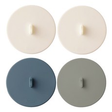 MONACO OLIVE 完全貼合懸浮真空矽膠杯蓋4件組, 1套, 奶油色, 奶油色, 靛藍色, 灰色