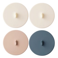 MONACO OLIVE 完全貼合懸浮真空矽膠杯蓋4件組, 1套, 奶油色, 奶油色, 煙燻粉色, 靛藍色
