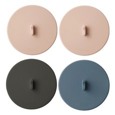 MONACO OLIVE 完全貼合懸浮真空矽膠杯蓋4件組, 1套, 煙燻粉色, 煙燻粉色, 靛藍色, 炭灰色