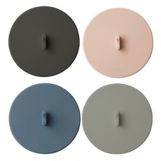 MONACO OLIVE 完全貼合懸浮真空矽膠杯蓋4件組, 1套, 煙燻粉色, 靛藍色, 灰色, 炭灰色