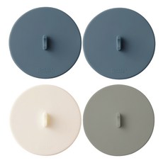 MONACO OLIVE 完全貼合懸浮真空矽膠杯蓋4件組, 1套, 靛藍色, 靛藍色, 奶油色, 灰色