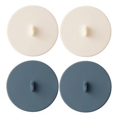MONACO OLIVE 4 件套全黏浮動真空矽膠杯蓋, 1套, 奶油色, 靛藍色