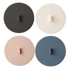 MONACO OLIVE 完全貼合懸浮真空矽膠杯蓋4件組, 1套, 奶油色, 煙燻粉色, 靛藍色, 炭灰色