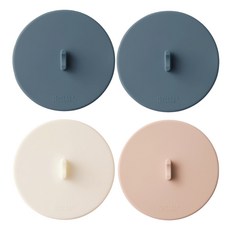 MONACO OLIVE 完全貼合懸浮真空矽膠杯蓋4件組, 1套, 靛藍色, 靛藍色, 奶油色, 煙燻粉色