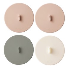 MONACO OLIVE 完全貼合懸浮真空矽膠杯蓋4件組, 1套, 煙燻粉色, 煙燻粉色, 奶油色, 灰色