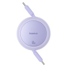 Baseus 倍思 最新型 Type C 60W PD超高速迷你捲盤充電線, 1個, 1m, 紫色